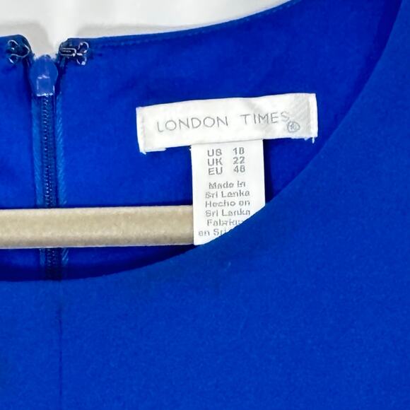 NWT London Times 3/4 Sleeve Seamed Side Tab Fit & Flare Midi Dress Size 18 - Picture 5 of 5